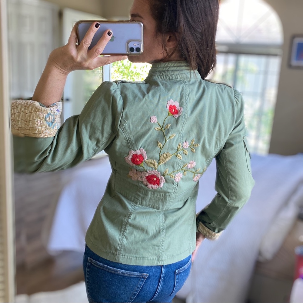EMBROIDERED MILITARY ARMY JACKET FLORAP DESIGN